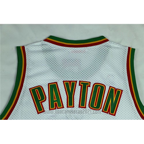 Camiseta Historic Retro Seattle SuperSonics Gary Payton #20 Blanco